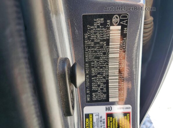 2T1BURHE2JC022462 2018 TOYOTA COROLLA Gray Widok naklejki z numerem VIN