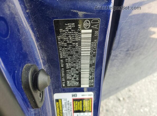 2T1BURHE2JC110993 2018 TOYOTA COROLLA Blue Вид підкапотного простору