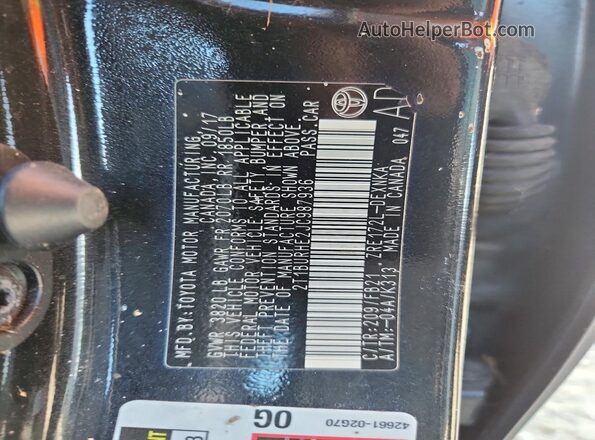 2T1BURHE2JC987936 2018 TOYOTA COROLLA Black 