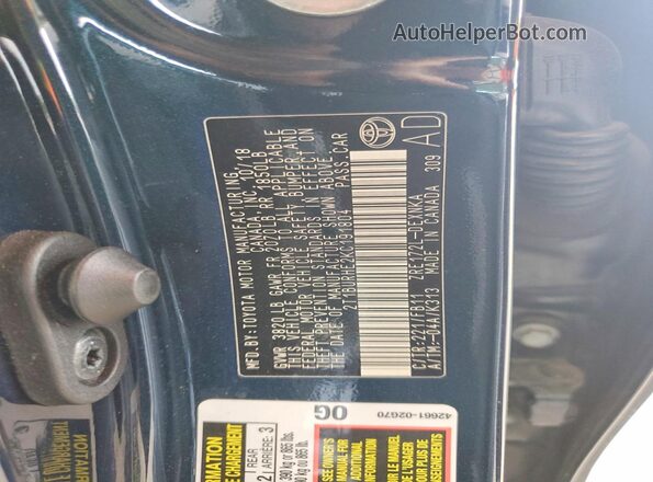 2T1BURHE2KC191804 2019 TOYOTA COROLLA Blue Vista del compartimento del motor