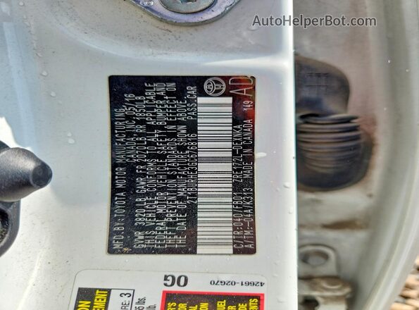 2T1BURHE3GC676816 2016 TOYOTA COROLLA White Շարժիչի բաժամունքի տեսք