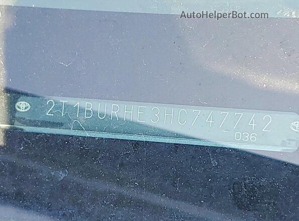 2T1BURHE3HC747742 2017 TOYOTA COROLLA Gray Вид підкапотного простору