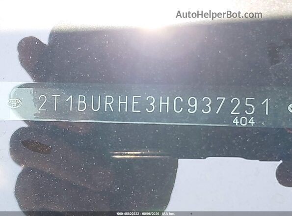 2T1BURHE3HC937251 2017 TOYOTA COROLLA Black 