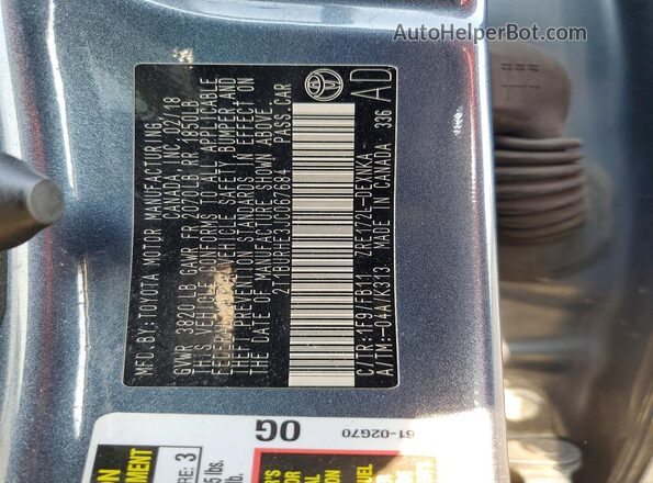 2T1BURHE3JC067684 2018 TOYOTA COROLLA Gray Вид підкапотного простору