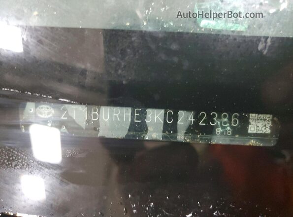 2T1BURHE3KC242386 2019 TOYOTA COROLLA Серебряный Вид подкапотного пространства