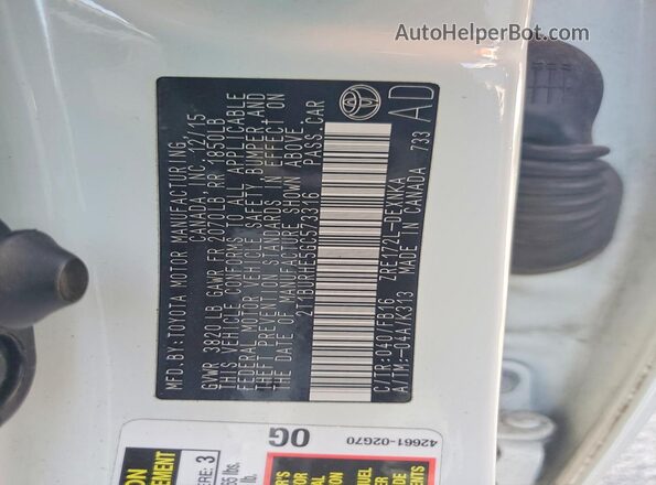 2T1BURHE5GC573316 2016 TOYOTA COROLLA White Engine compartment view