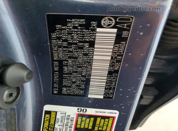 2T1BURHE5JC040499 2018 TOYOTA COROLLA Gray Widok komory silnika