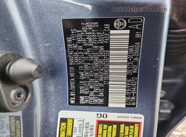 2T1BURHE6GC567556 2016 TOYOTA COROLLA Gray Widok komory silnika
