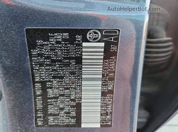 2T1BURHE6GC620210 2016 TOYOTA COROLLA Серый Вид подкапотного пространства
