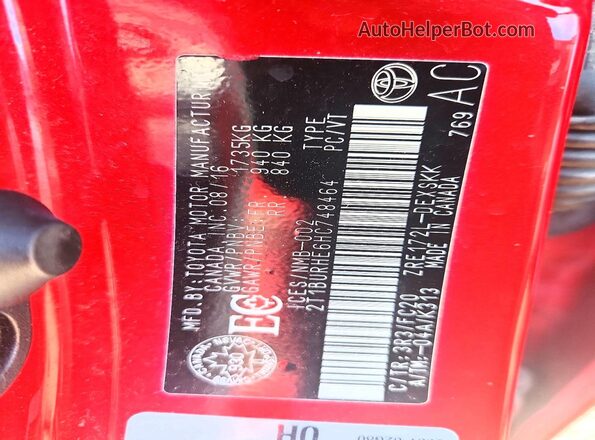 2T1BURHE6HC748464 2017 TOYOTA COROLLA Red Շարժիչի բաժամունքի տեսք