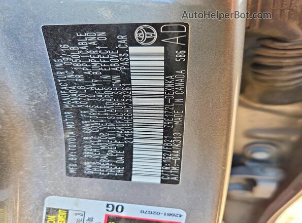 2T1BURHE6HC753261 2017 TOYOTA COROLLA Gray Շարժիչի բաժամունքի տեսք