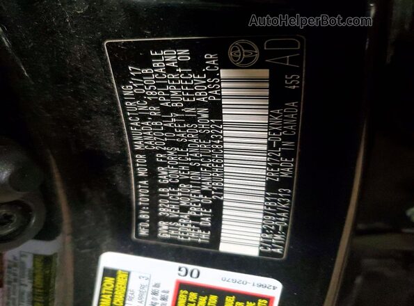 2T1BURHE6HC843221 2017 TOYOTA COROLLA Black Vista del compartimento del motor