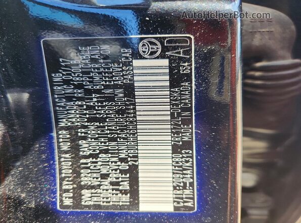 2T1BURHE6HC844417 2017 TOYOTA COROLLA Черный Вид подкапотного пространства