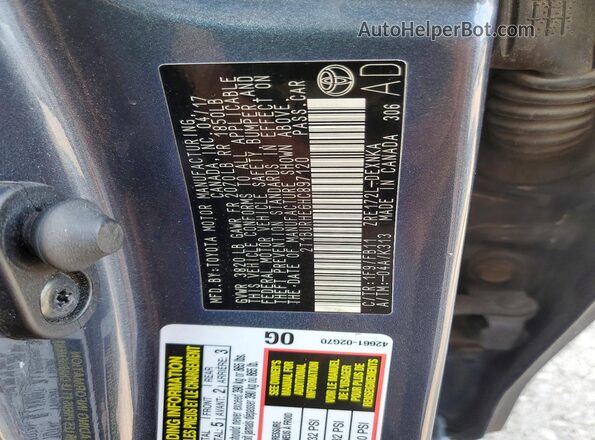 2T1BURHE6HC897120 2017 TOYOTA COROLLA Blue Widok komory silnika