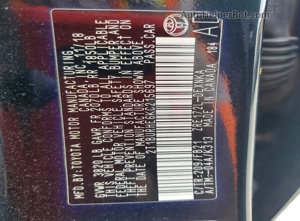 2T1BURHE6KC215697 2019 TOYOTA COROLLA Black Շարժիչի բաժամունքի տեսք