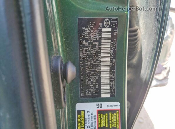 2T1BURHE7GC651501 2016 TOYOTA COROLLA Green Շարժիչի բաժամունքի տեսք