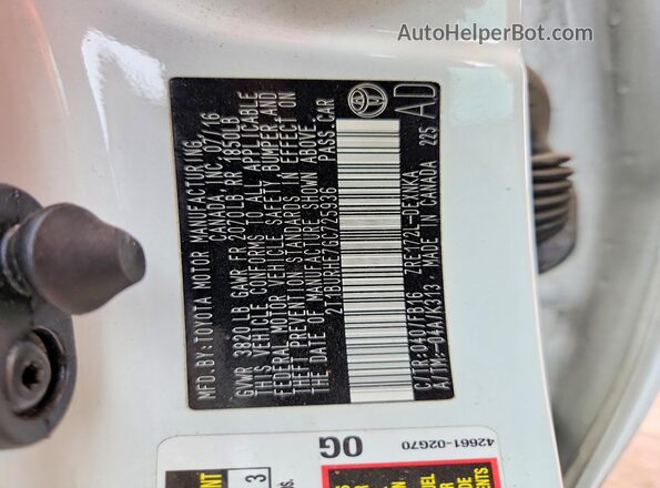 2T1BURHE7GC725936 2016 TOYOTA COROLLA White Շարժիչի բաժամունքի տեսք