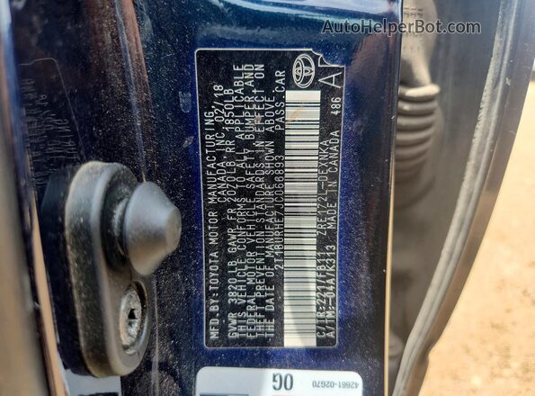 2T1BURHE7JC066893 2018 TOYOTA COROLLA Blue Engine compartment view