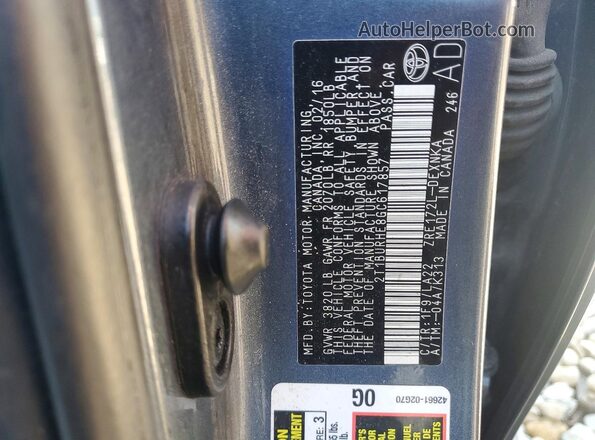 2T1BURHE8GC617857 2016 TOYOTA COROLLA Blue Vista del compartimento del motor