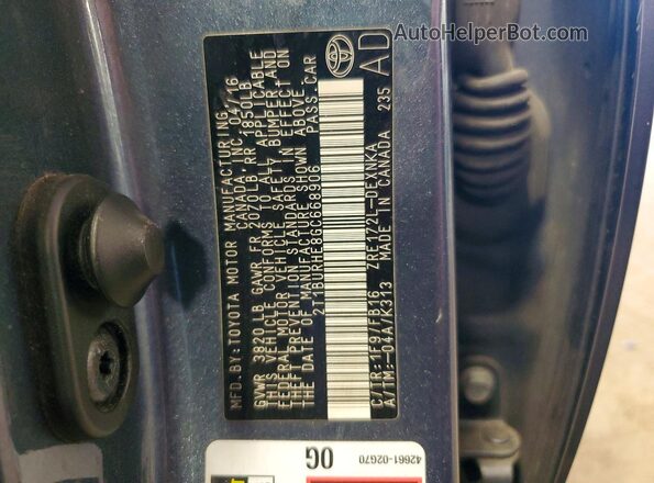 2T1BURHE8GC668906 2016 TOYOTA COROLLA Blue Widok komory silnika