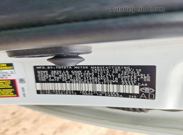 2T1BURHE8GC701712 2016 TOYOTA COROLLA White Widok komory silnika