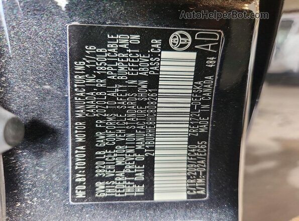 2T1BURHE8HC808261 2017 TOYOTA COROLLA Черный Вид подкапотного пространства