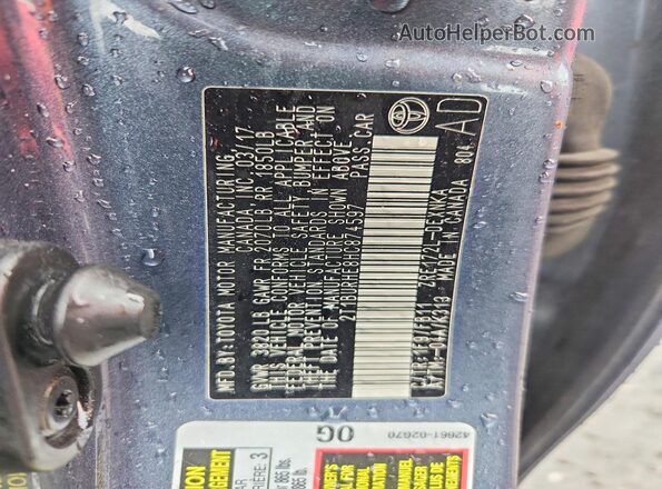 2T1BURHE8HC874597 2017 TOYOTA COROLLA Blue Вид підкапотного простору