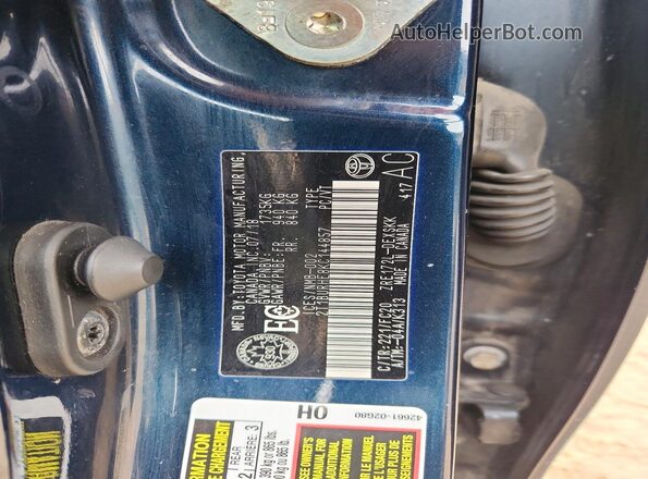 2T1BURHE8KC144857 2019 TOYOTA COROLLA Blue Vista de la etiqueta del VIN