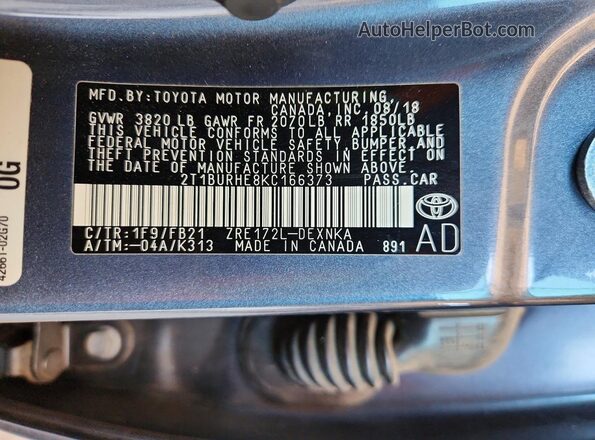 2T1BURHE8KC166373 2019 TOYOTA COROLLA Gray Widok komory silnika