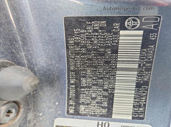 2T1BURHE9GC489998 2016 TOYOTA COROLLA Blue Vista del compartimento del motor