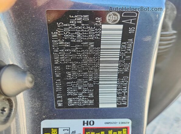 2T1BURHE9GC553666 2016 TOYOTA COROLLA Gray VIN sticker view