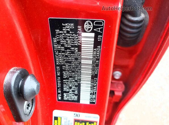 2T1BURHE9HC789929 2017 TOYOTA COROLLA Красный Вид подкапотного пространства