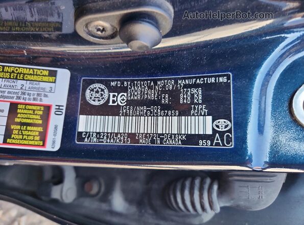 2T1BURHE9JC967859 2018 TOYOTA COROLLA Синий Вид наклейки с VIN-кодом