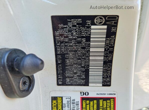 2T1BURHEXHC760116 2017 TOYOTA COROLLA White Widok komory silnika