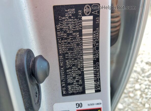2T1BURHEXHC951373 2017 TOYOTA COROLLA Silver Вид підкапотного простору