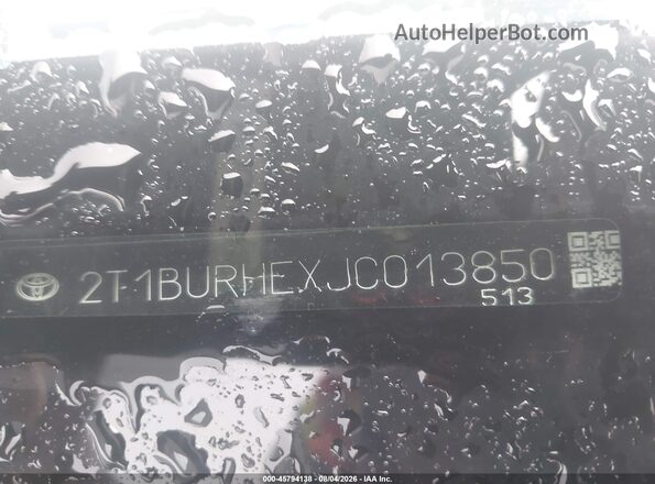 2T1BURHEXJC013850 2018 TOYOTA COROLLA Red 