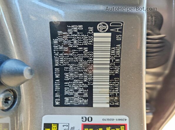 2T1BURHEXKC184583 2019 TOYOTA COROLLA Gray Engine compartment view