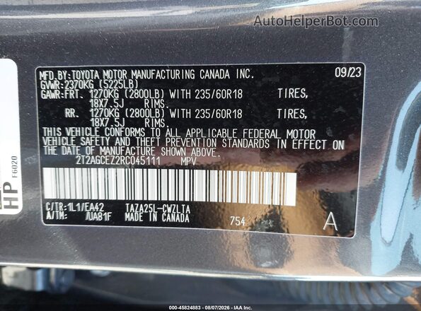 2T2AGCEZ2RC045111 2024 LEXUS NX 350 Серый Вид задних сидений