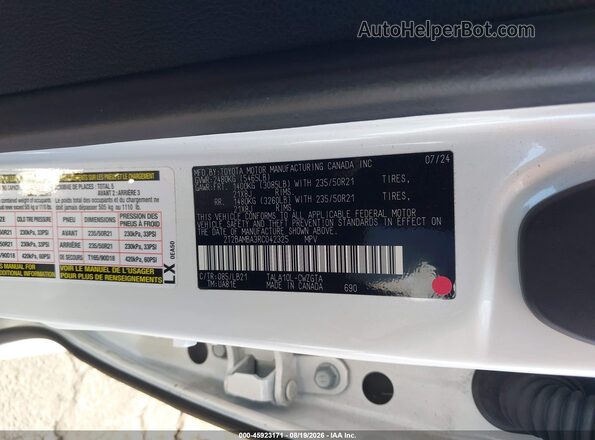 2T2BAMBA3RC042325 2024 LEXUS RX 350 White Շարժիչի բաժամունքի տեսք