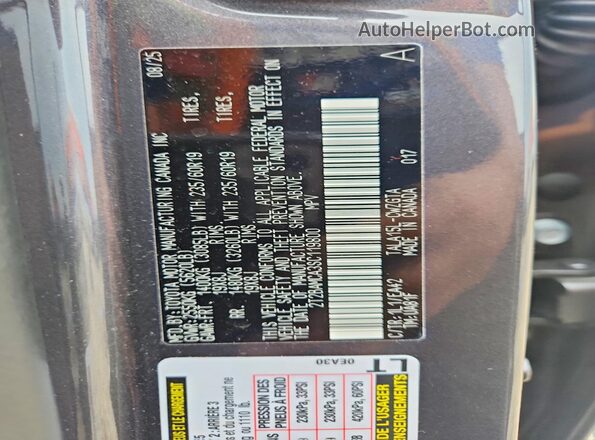 2T2BAMCA3SC119800 2025 LEXUS RX Gray Widok naklejki z numerem VIN