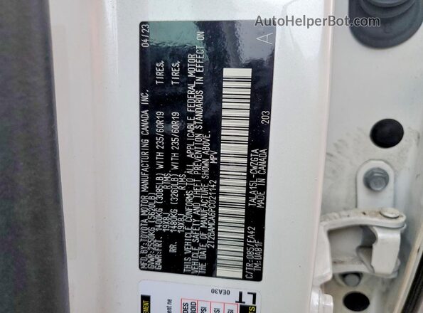 2T2BAMCA6PC021142 2023 LEXUS RX White Vista de la etiqueta del VIN