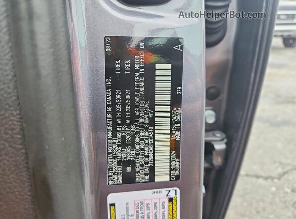 2T2BAMCA6PC034540 2023 LEXUS RX Gray Vista de la etiqueta del VIN