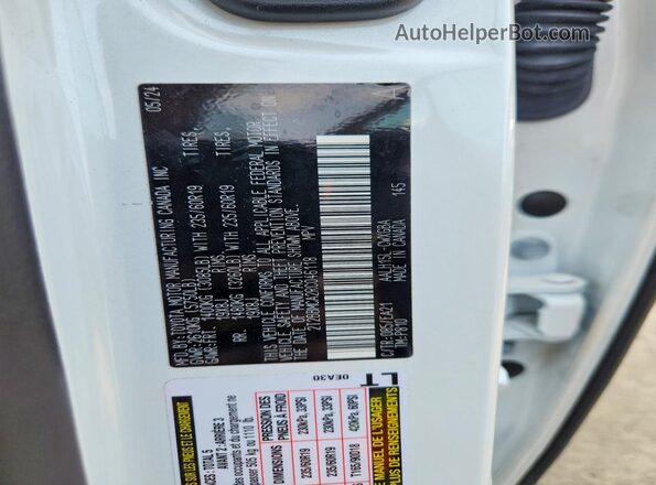 2T2BBMCA2RC046118 2024 LEXUS RX White VIN კოდის სტიკერის ხედი