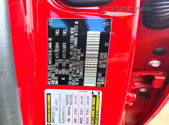 2T2BBMCA4RC027117 2024 LEXUS RX Red VIN sticker view