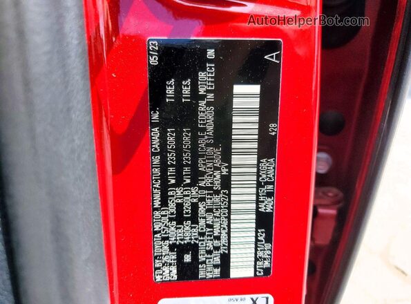 2T2BBMCA6PC015273 2023 LEXUS RX Red Vista interior de 360 grados