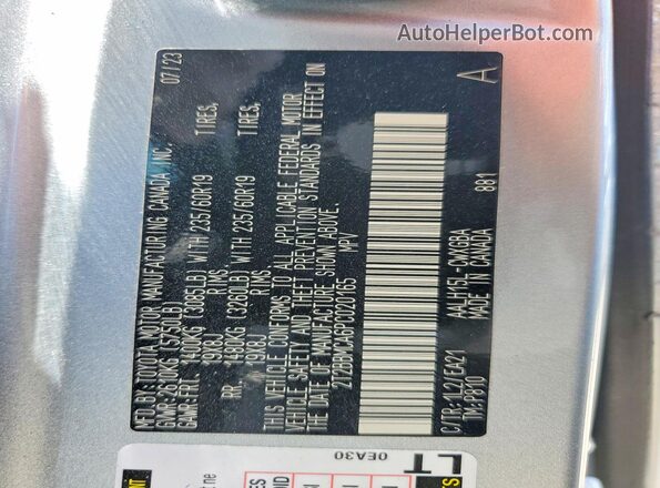 2T2BBMCA6PC020165 2023 LEXUS RX Silver Vista interior de 360 grados