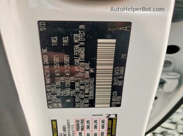 2T2BCMEA2RC014652 2024 LEXUS RX White Vista de la etiqueta del VIN
