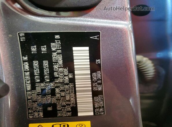 2T2BGMCA0KC033181 2019 LEXUS RX Gray VIN კოდის სტიკერის ხედი