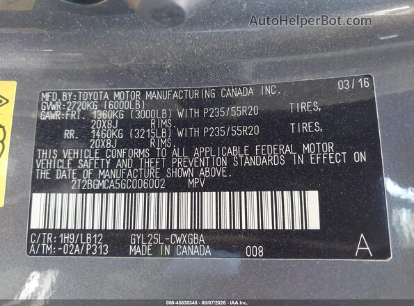 2T2BGMCA5GC006002 2016 LEXUS RX 450H Gray Engine compartment view