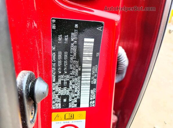 2T2BGMCA7KC030195 2019 LEXUS RX Red Vista de la etiqueta del VIN